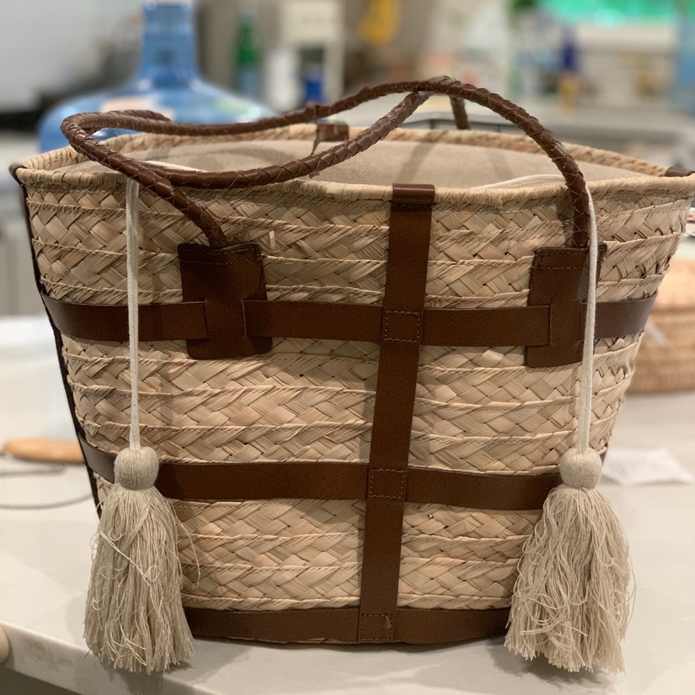 J. Jill Cream and Brown Tote with Woven Design